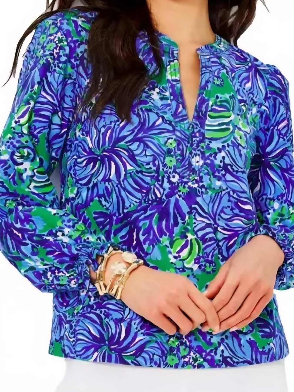 NWT LILLY PULITZER Coulter Top *In Turtle Awe* Albaco Blue - Sz Small